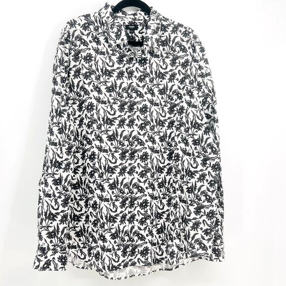 EXPRESS Woman's Neutral Floral Button Front Blouse XXL Office Goth Cottage - Picture 1 of 5